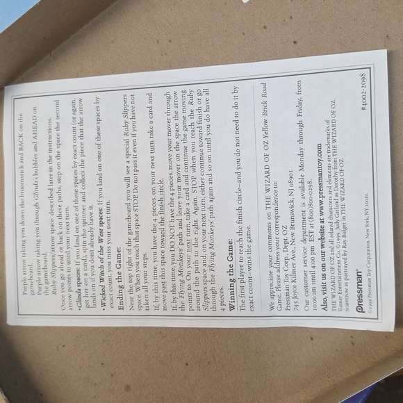 The Wizard of Oz Yellow Brick Road Board Game Pressman Vintage 1999, Vhs, Book, - Picture 10 of 16